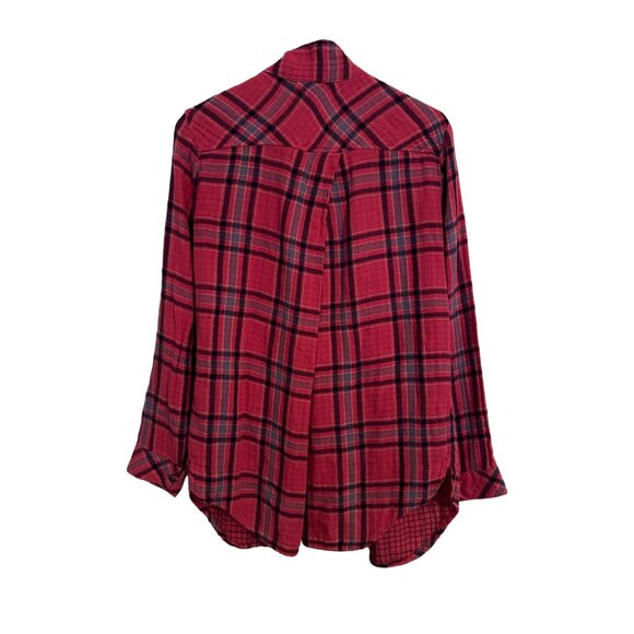 Cloth & Stone Anthropologie Pink Brecken Plaid Button Down Shirt Woman's Medium - Picture 3 of 9